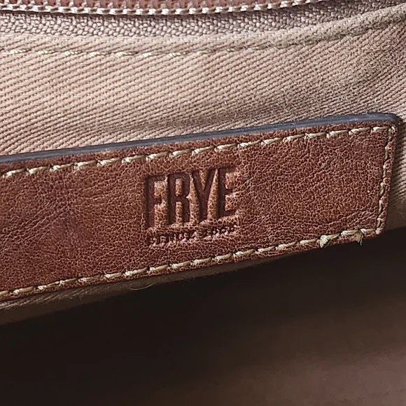 FRYE Melissa Dark Brown CognacDomed Leather Satchel Bag Double Rolled Handles - Picture 8 of 13